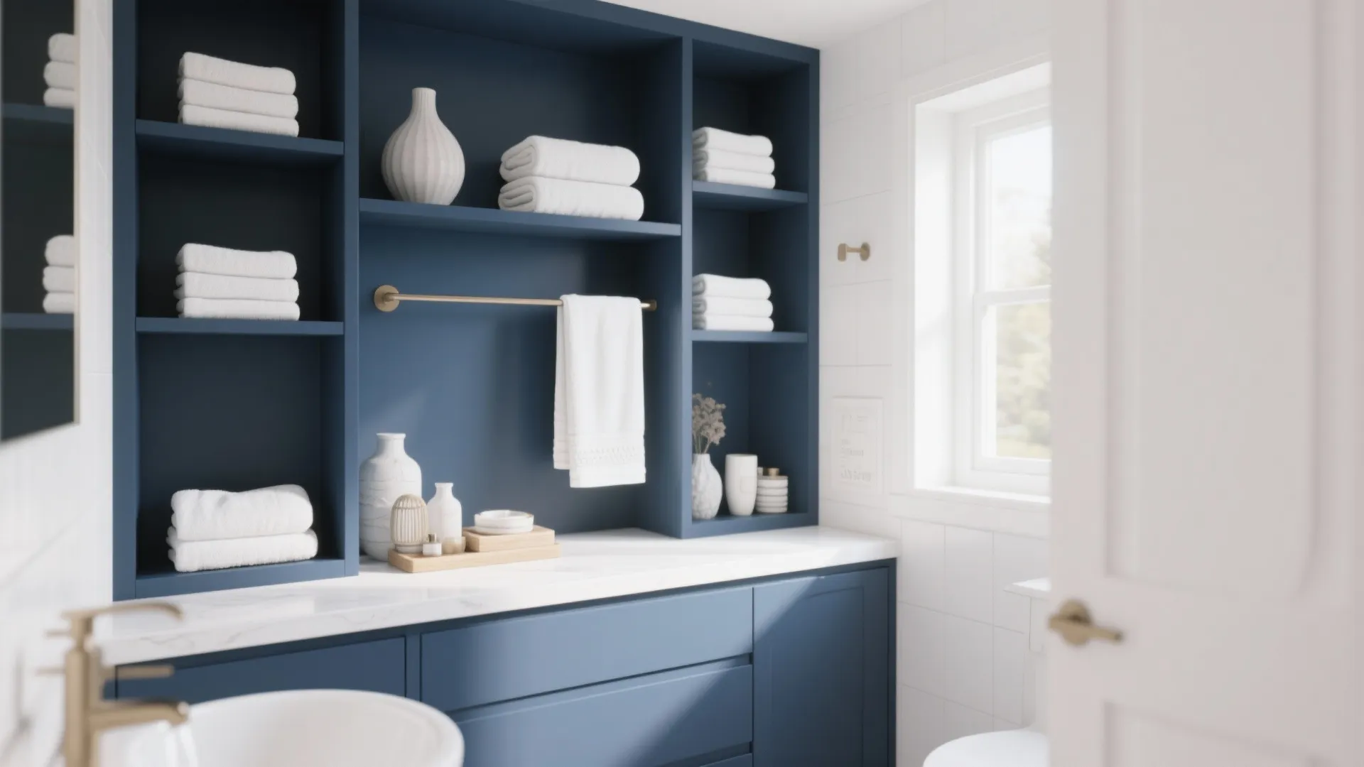 6. Navy Built-in Shelving