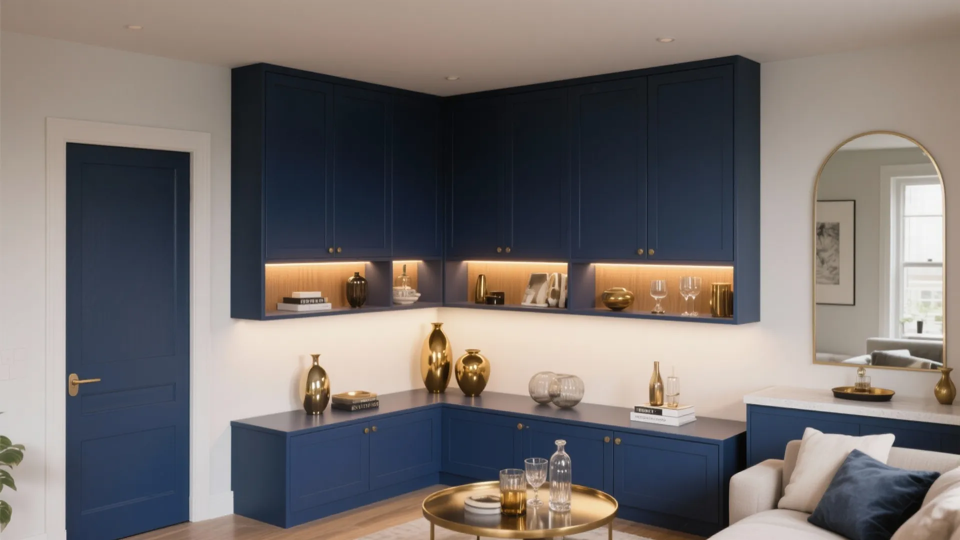 3. Navy Built-ins and Shelving