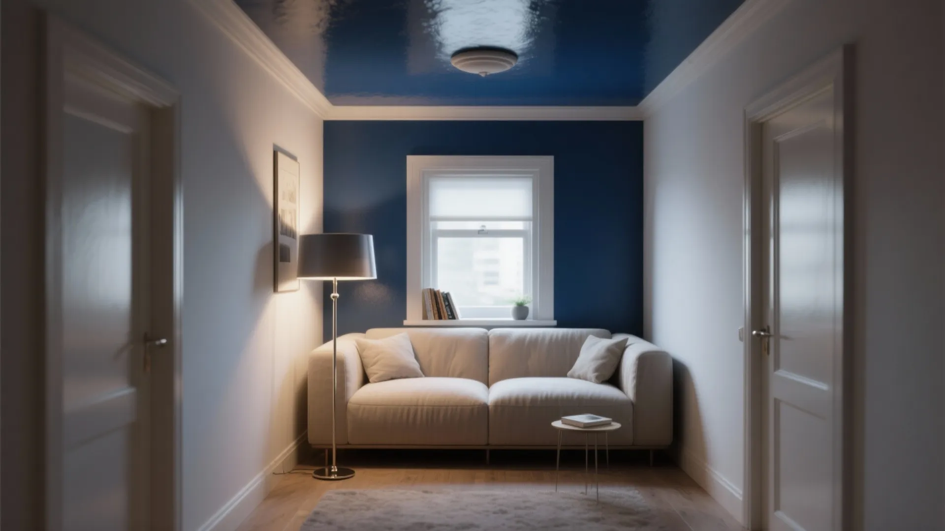 3. Paint the ceiling navy to add drama