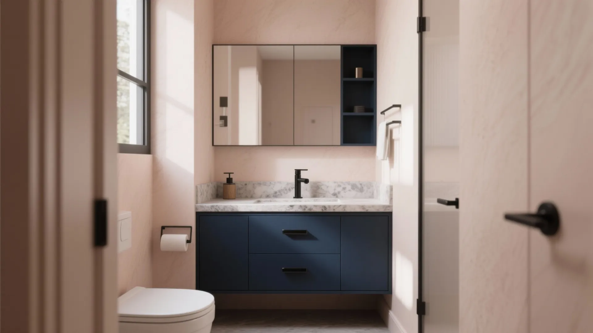 4. Contrast with matte black or deep navy