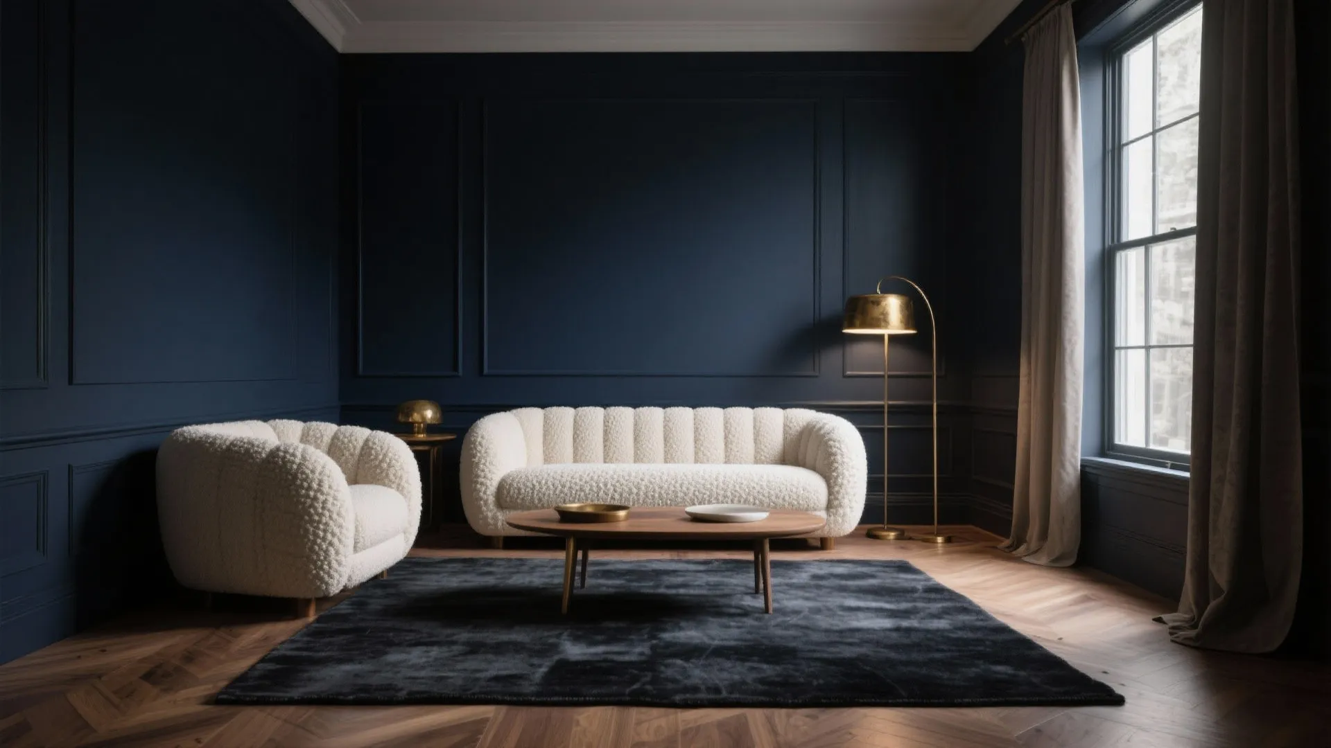 Bold Contrast: Navy, Charcoal, and Brass