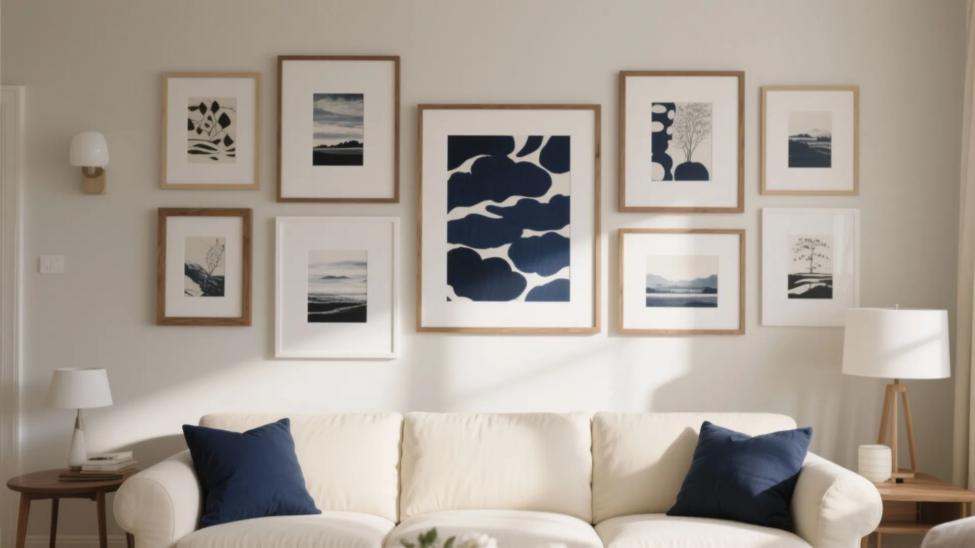 7. Navy and Cream Gallery Wall