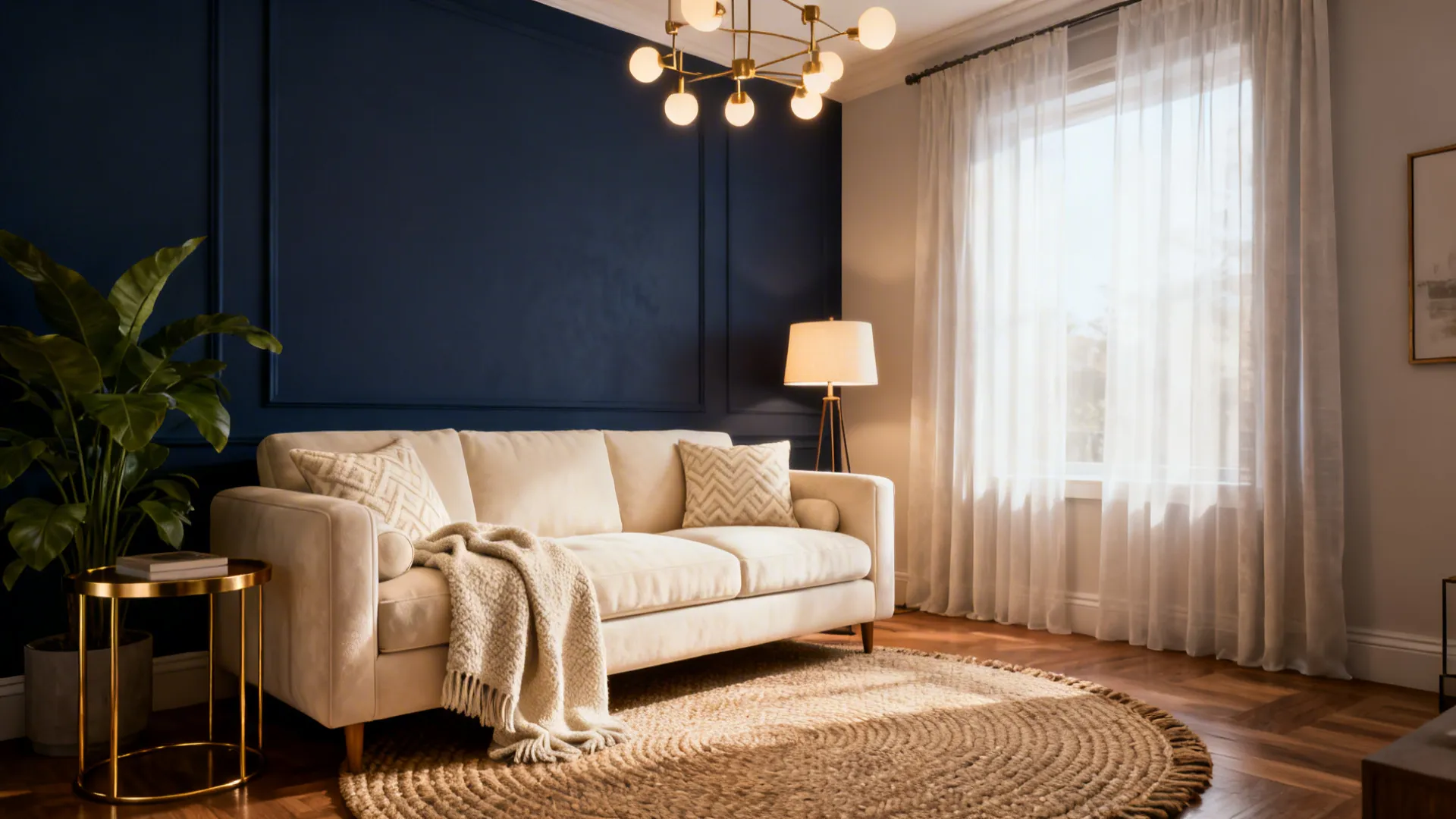 Navy Blue & Cream Living Room Ideas