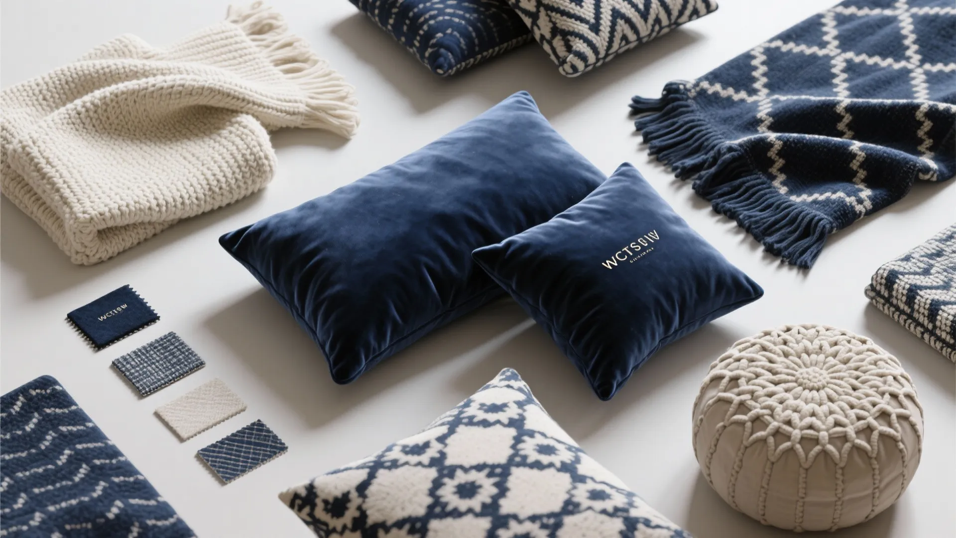 9. Layered Navy and Cream Textiles