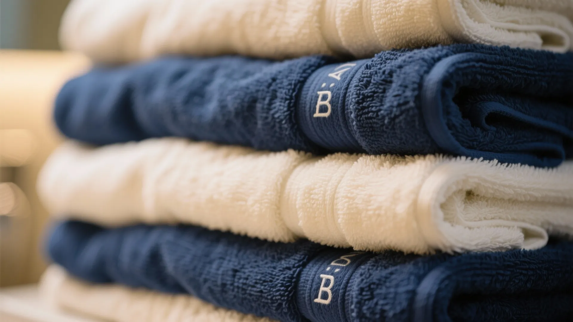 7. Mixed Navy and Cream Towels