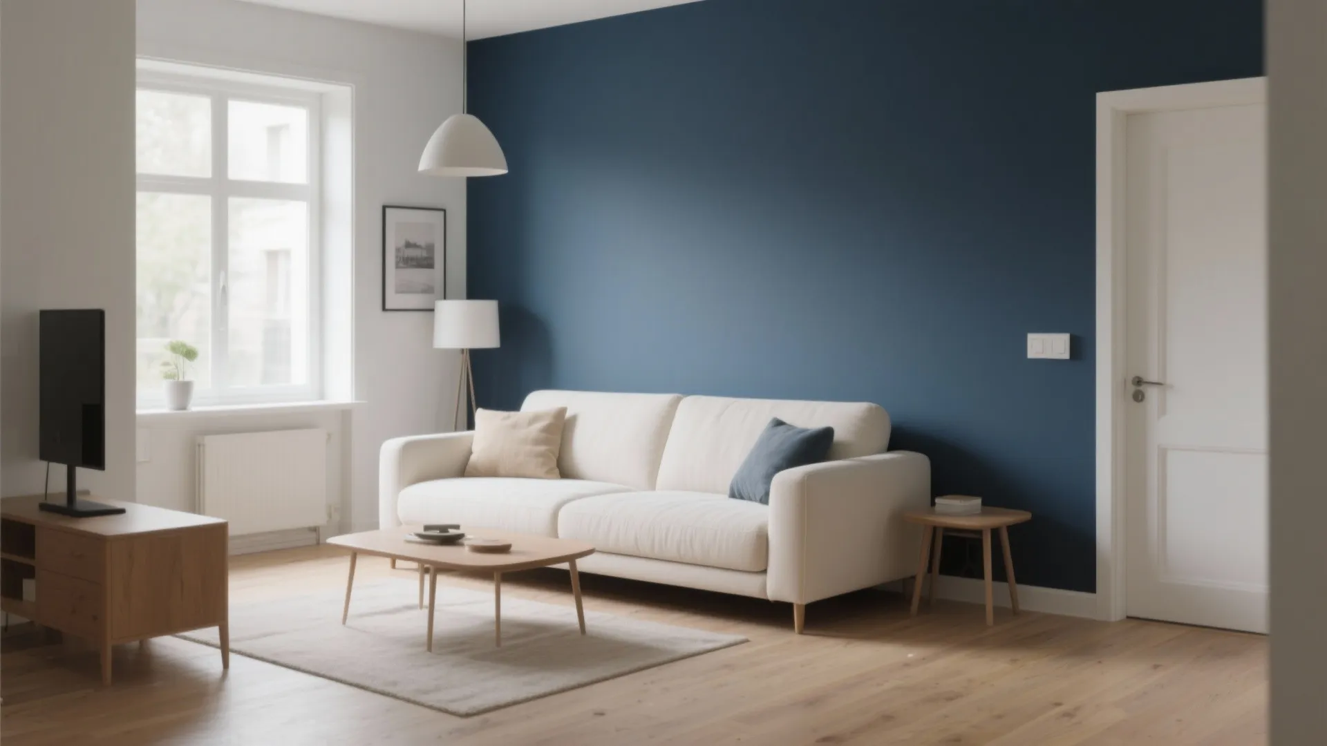 1. Minimalist Navy Feature Wall