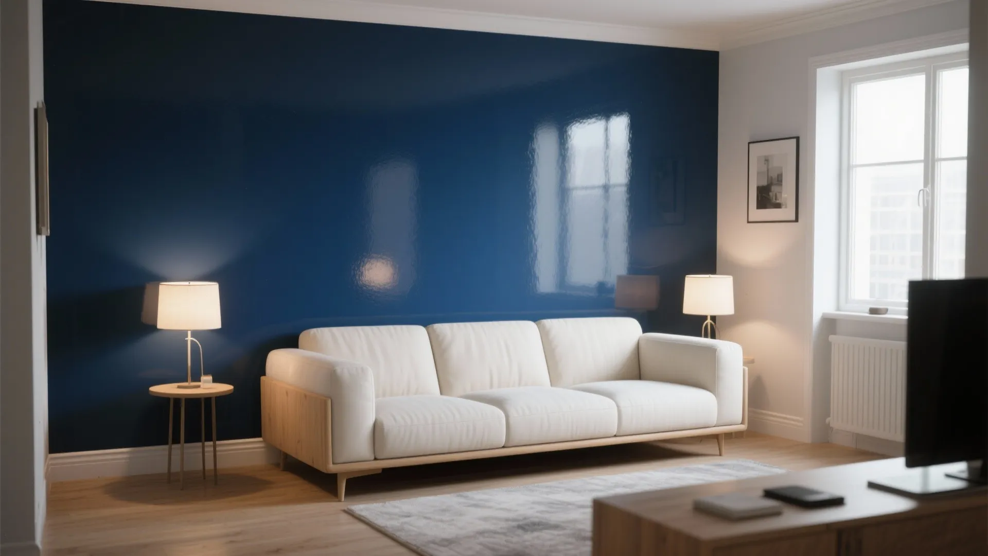 1. Anchor with a deep blue feature wall