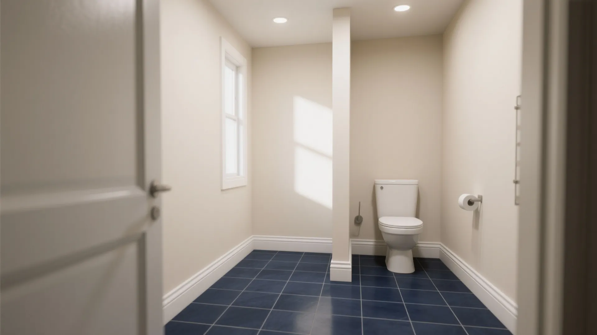 1. Navy Floor, Light Walls