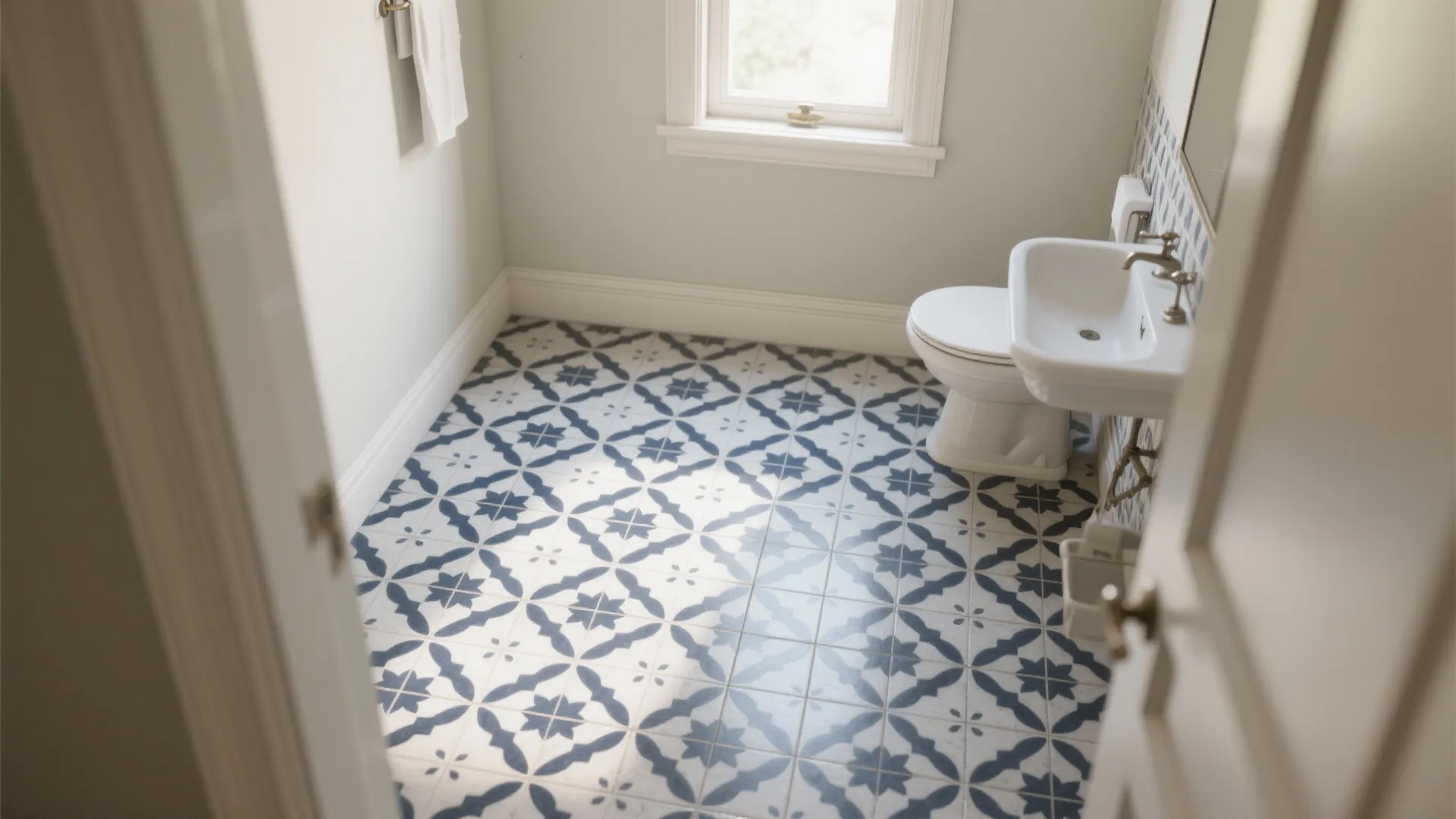 4. Navy Tile Floor with Light Walls