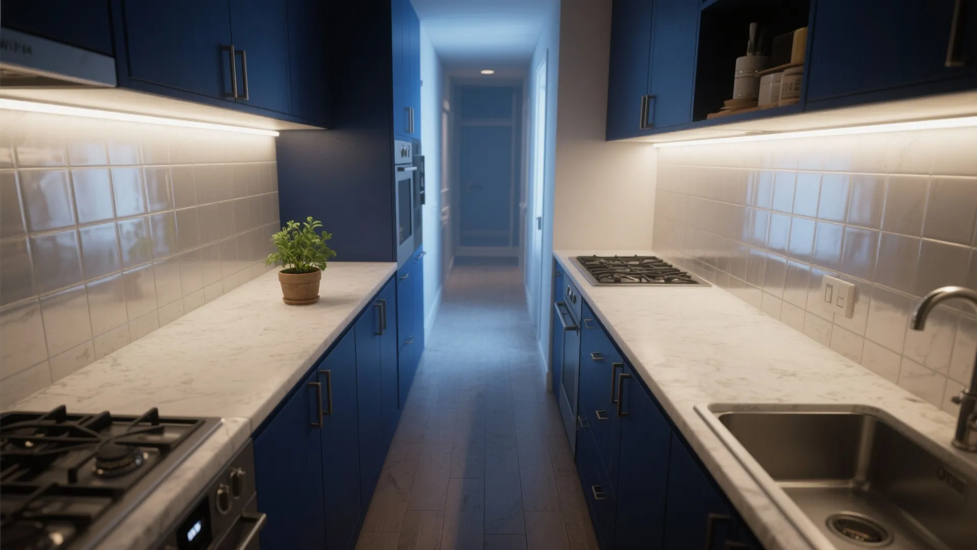 5. Small‑kitchen hacks: reflect light, stick to a palette, and add greenery