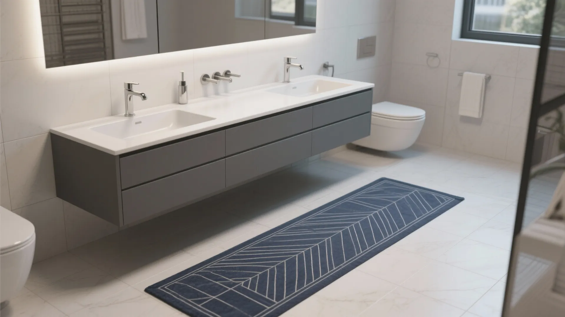 3. Navy geometric patterns to define zones