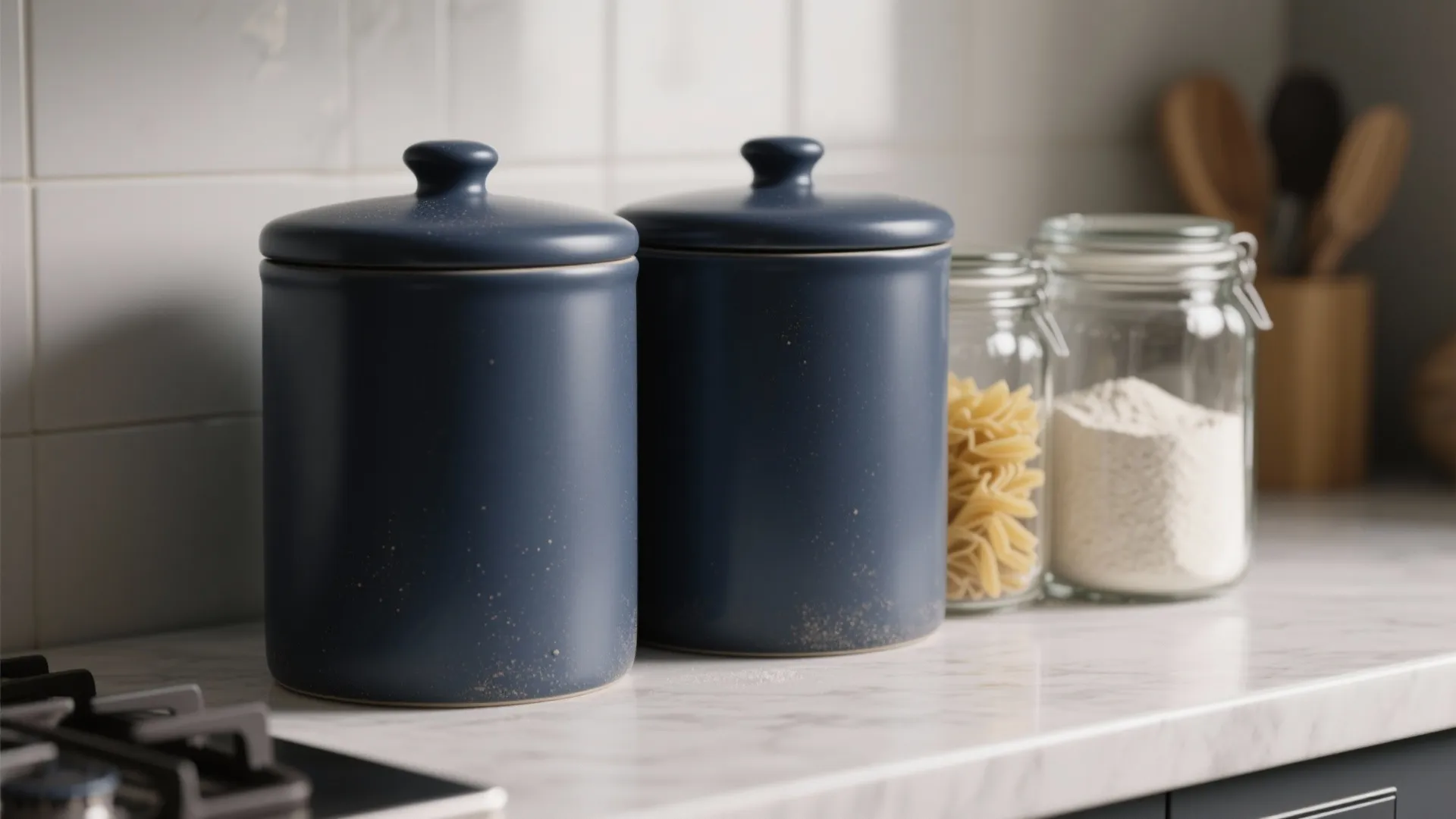 1. Mix Matte Navy with Clear Glass