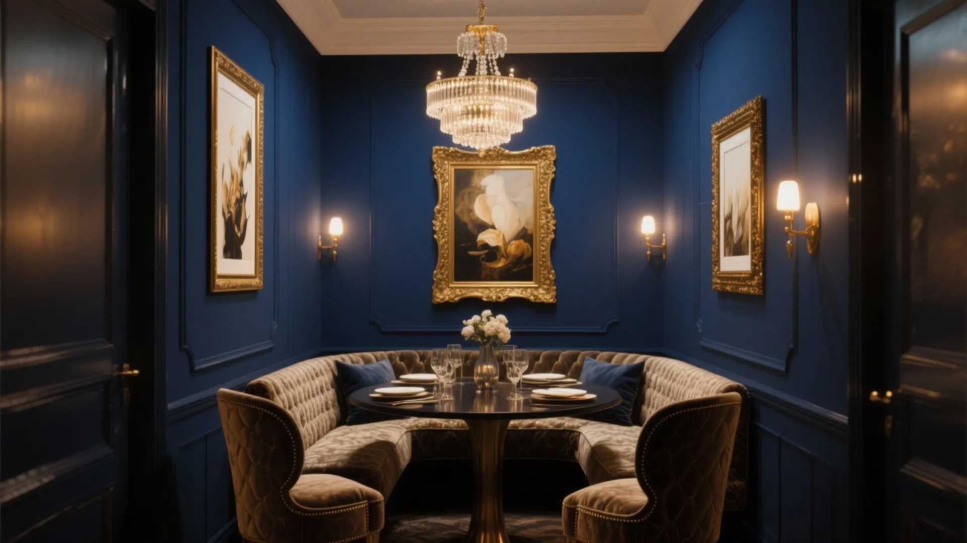 Rich Navy with Gold Highlights