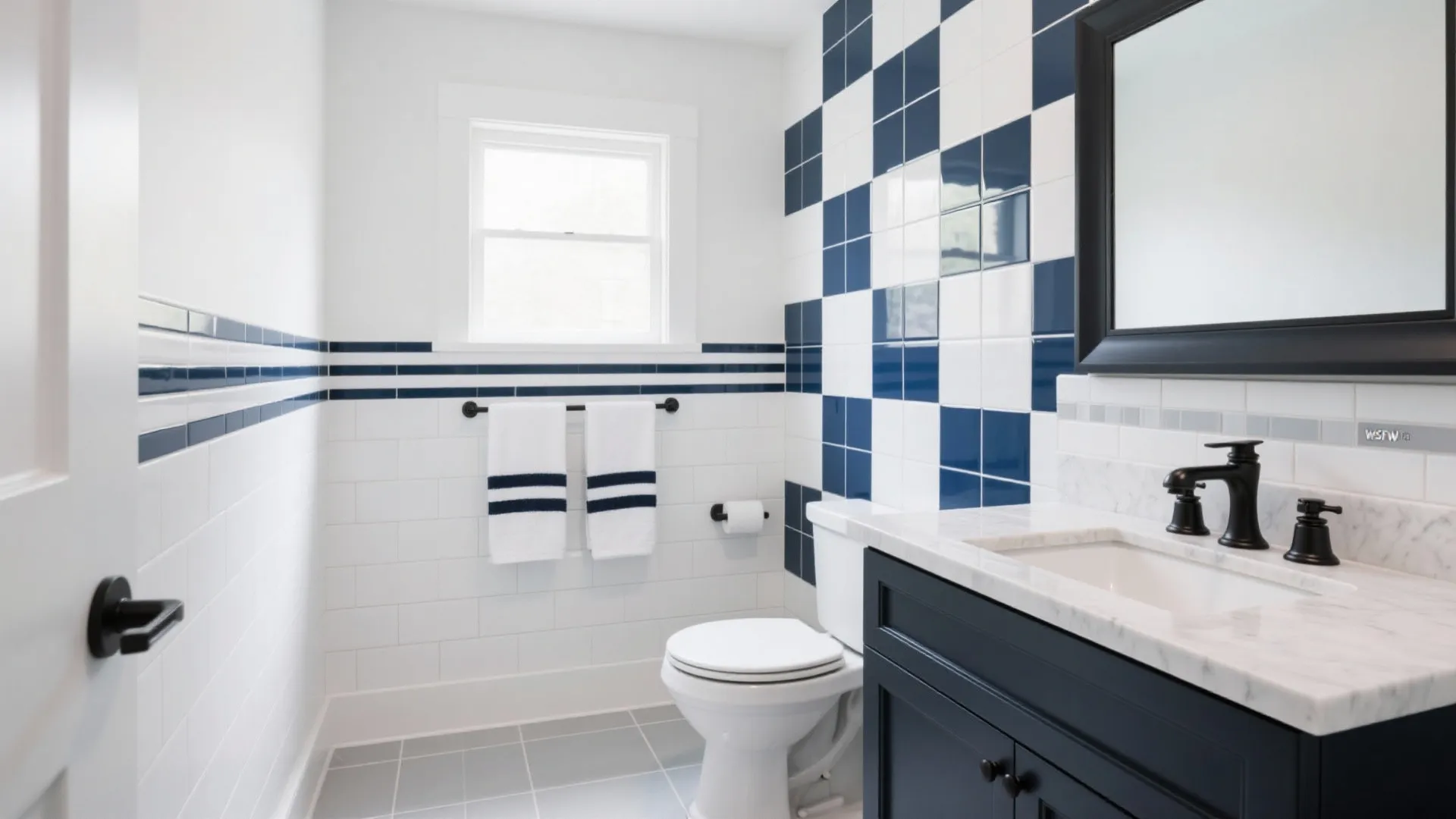 Navy-and-White Palette with Graphic Tile