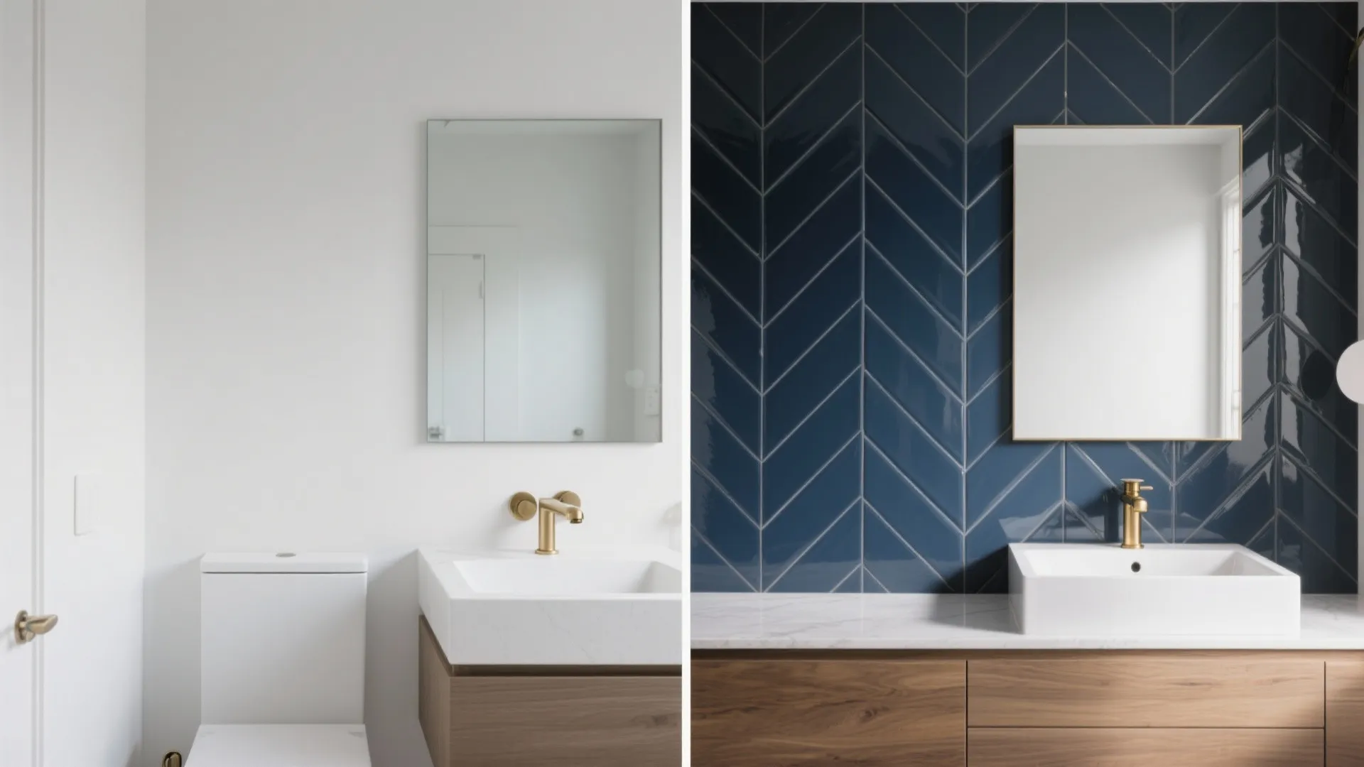 Navy Herringbone Feature Wall