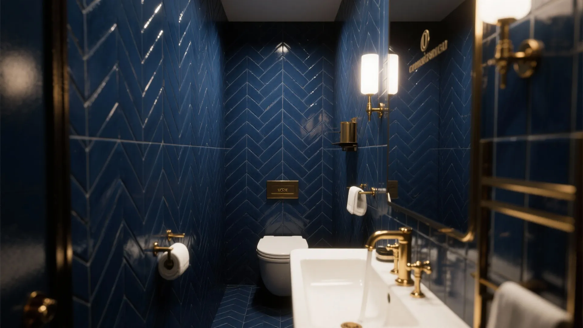 2. Navy Herringbone Drama