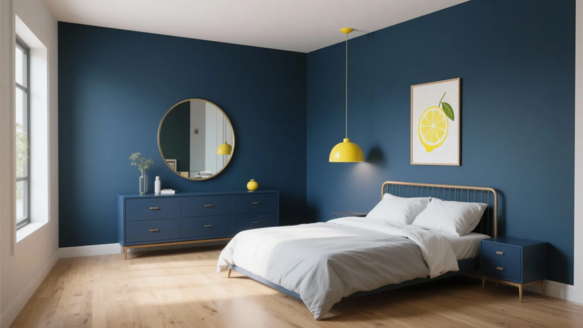 2. Modern Graphic: Navy Anchors, Lemon Highlights