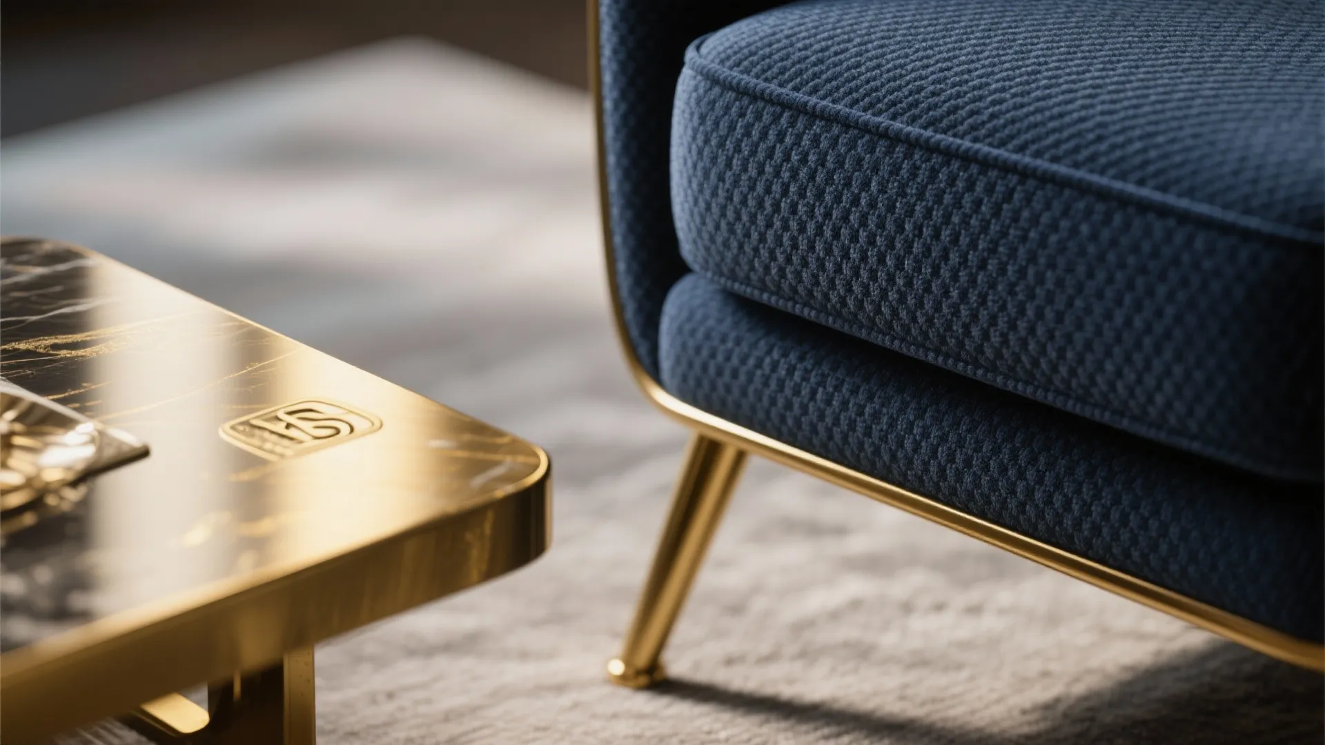 4. Use navy blue chairs to highlight metallic accents