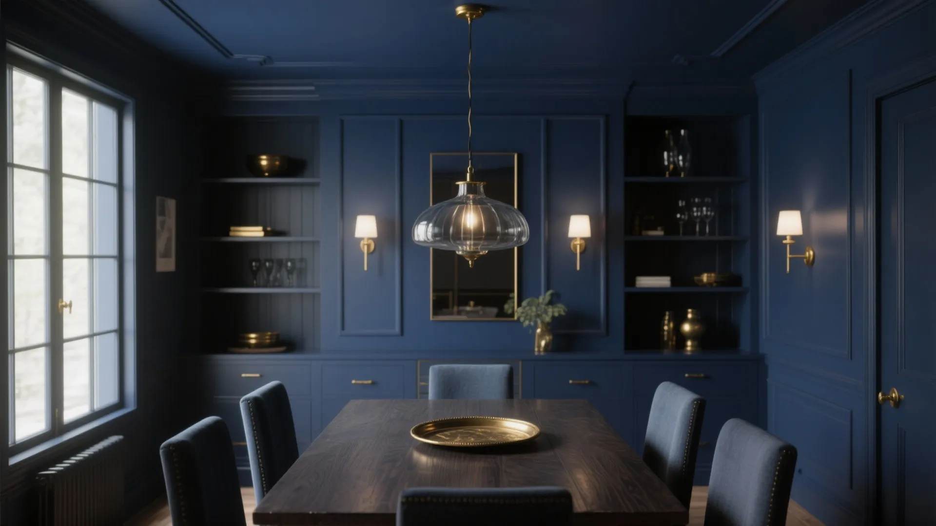 Moody Monochrome Blues with Metallic Highlights