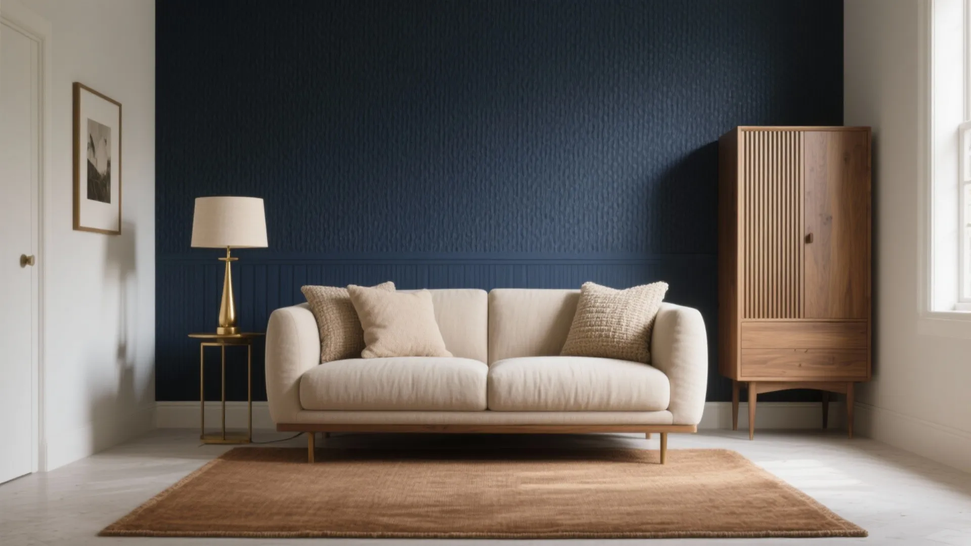 [Section: 灵感列表] Deep Navy + Warm Neutrals + Brass