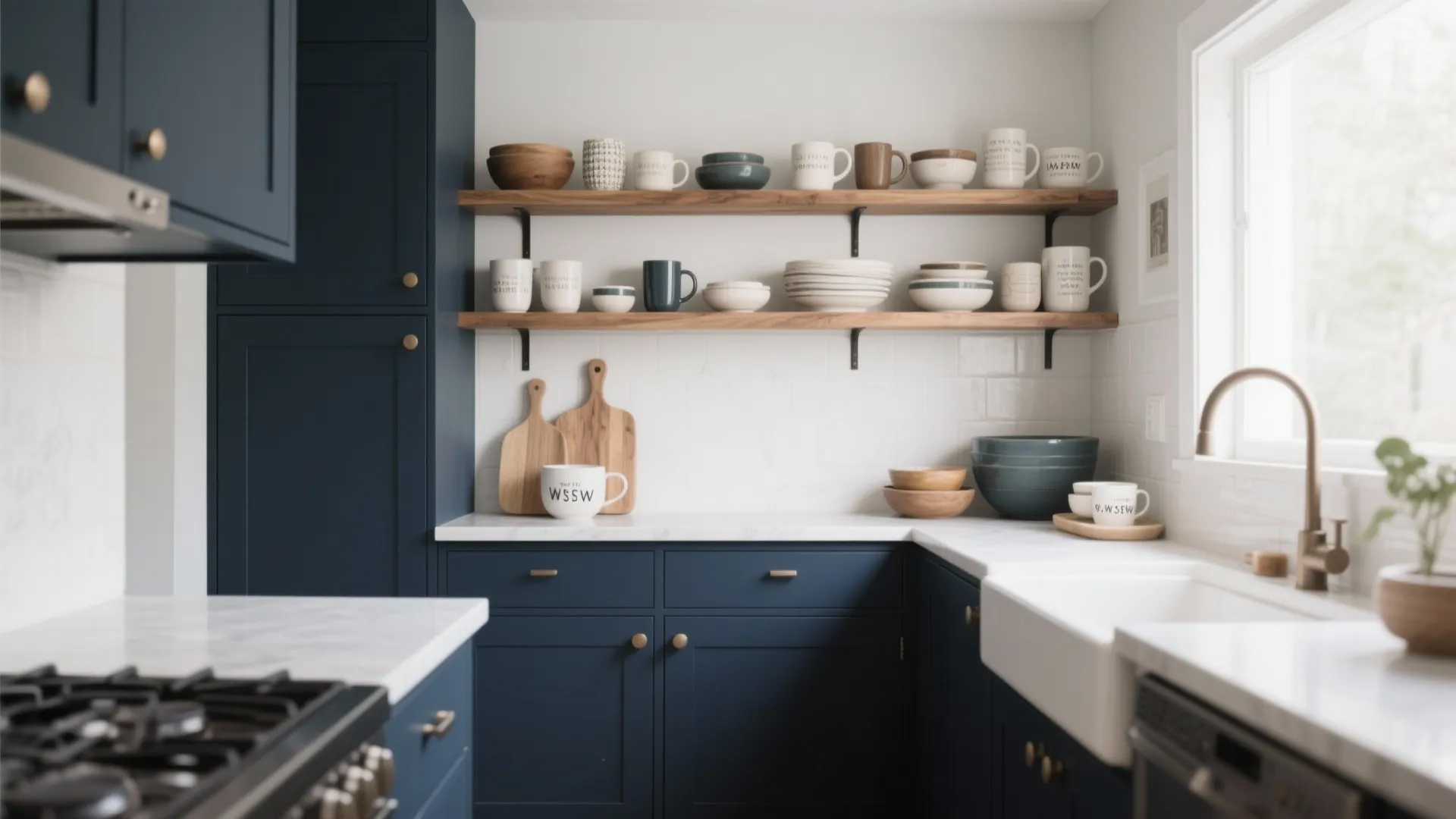 5. Navy with Open Shelving