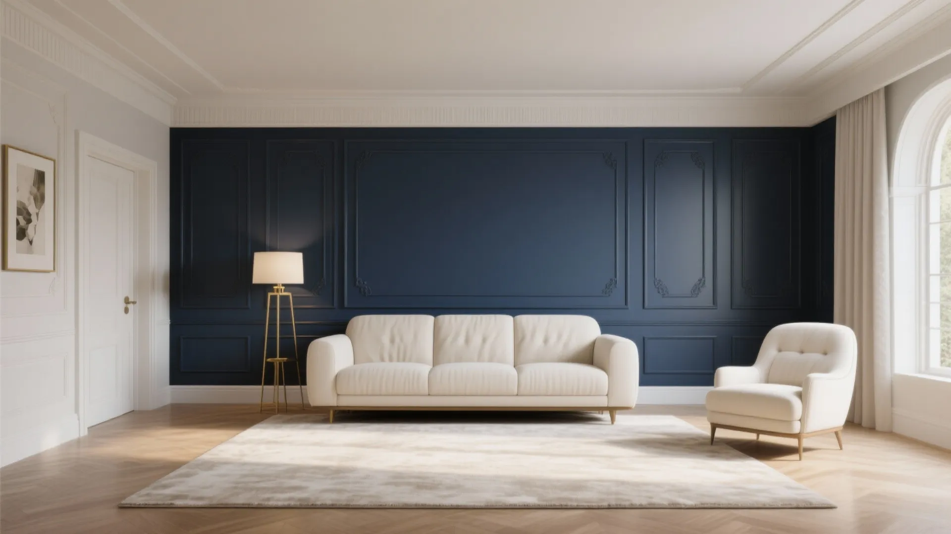 5. Navy Paneled Feature Wall