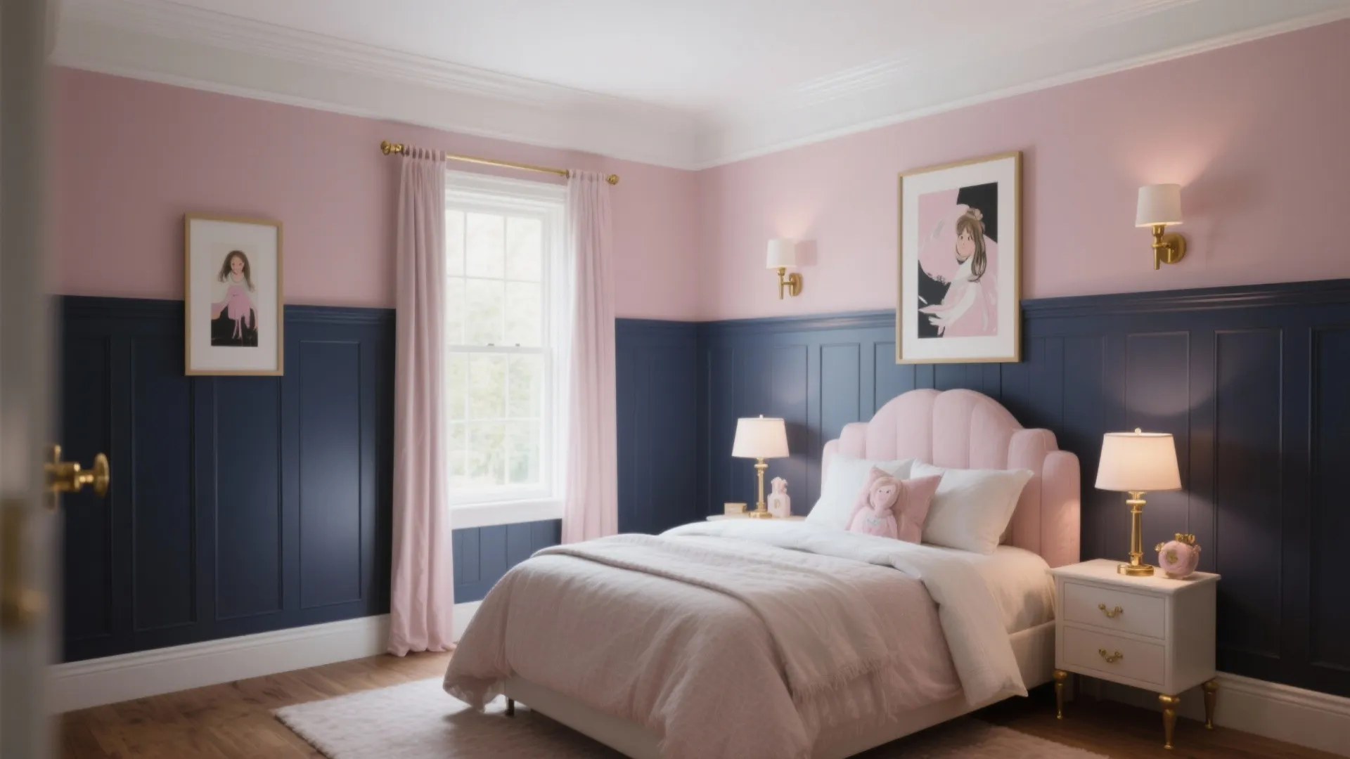 Navy, Dusty Rose, and Brass Accents