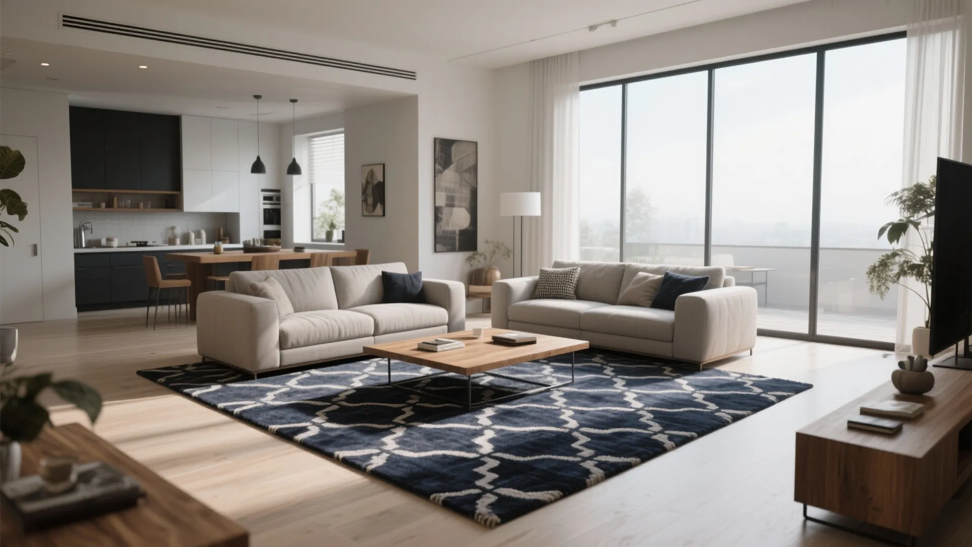 9. Navy Rug Centerpiece