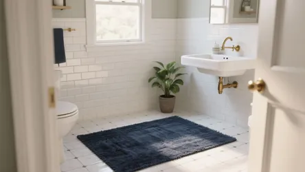 5 Navy and White Bathroom Rug Ideas