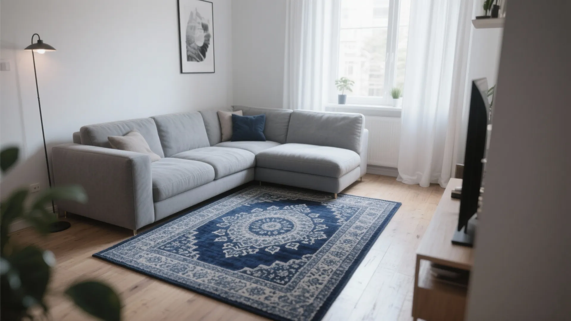 8. Navy Blue Rugs as Anchors