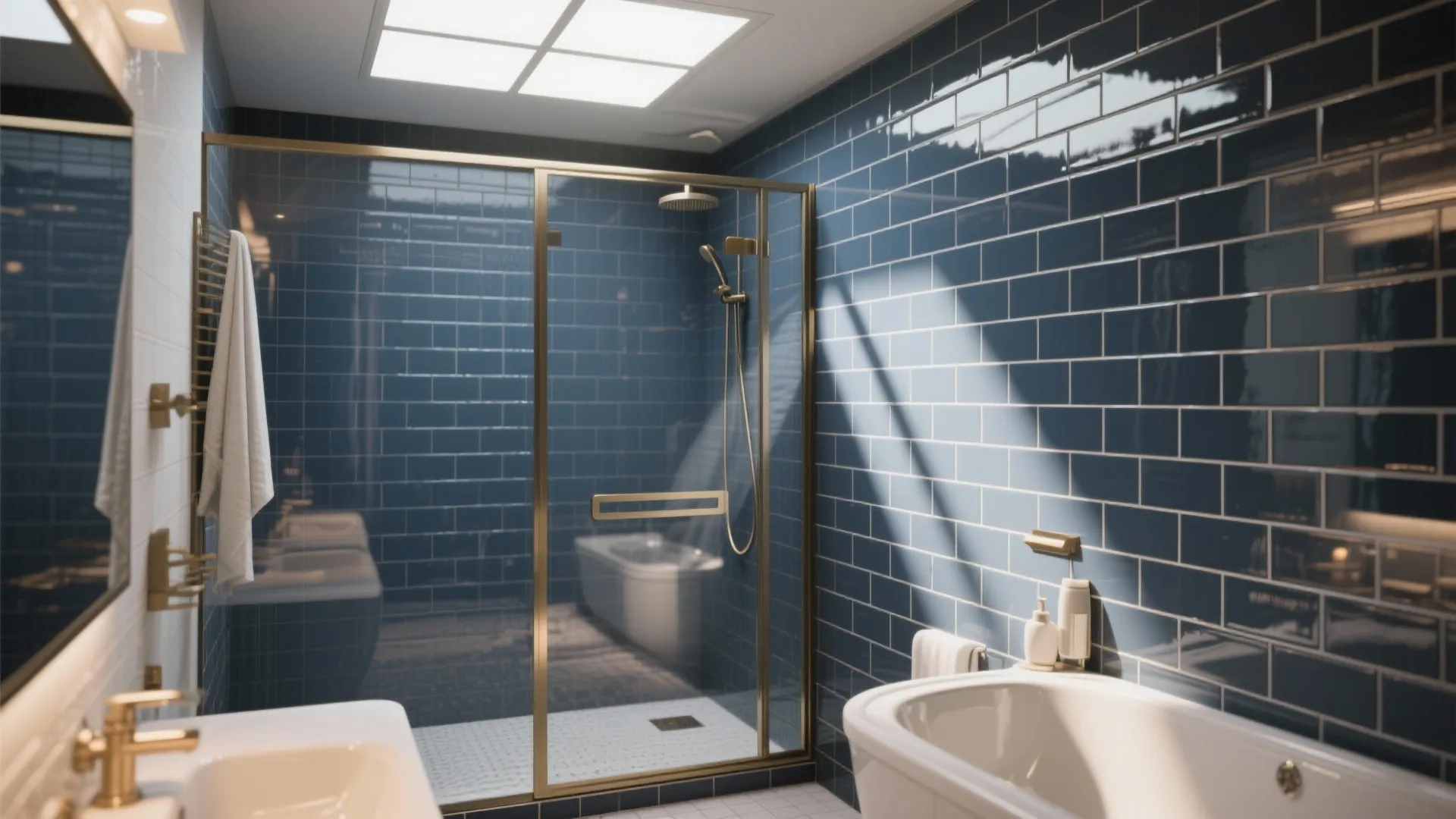 Tip 3: Navy Tiles in the Shower Area