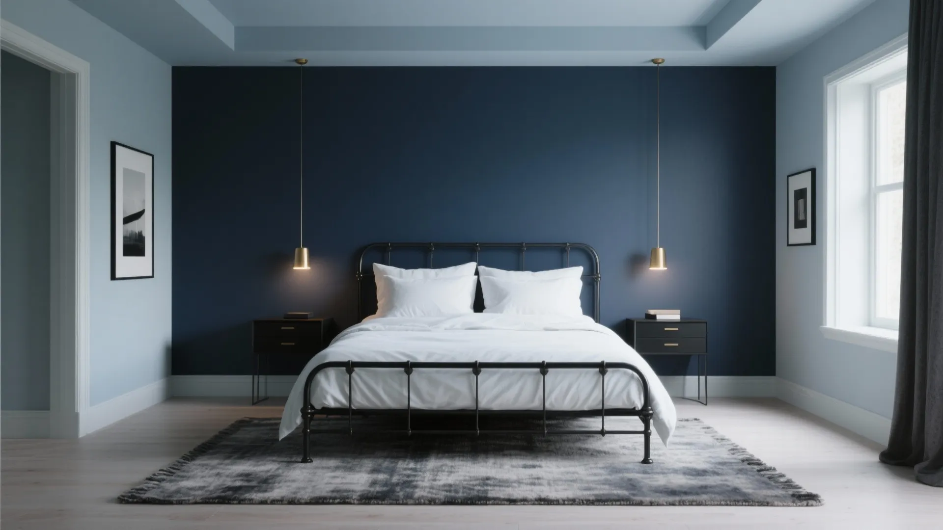 Idea 1: Start with navy walls and soft-black accents