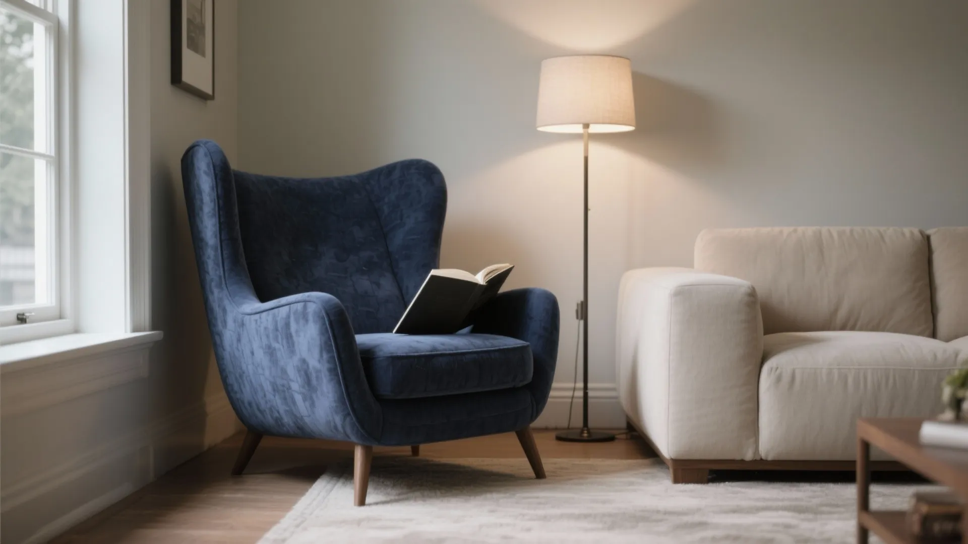 2. Use One Navy Statement Chair as a Focal Point
