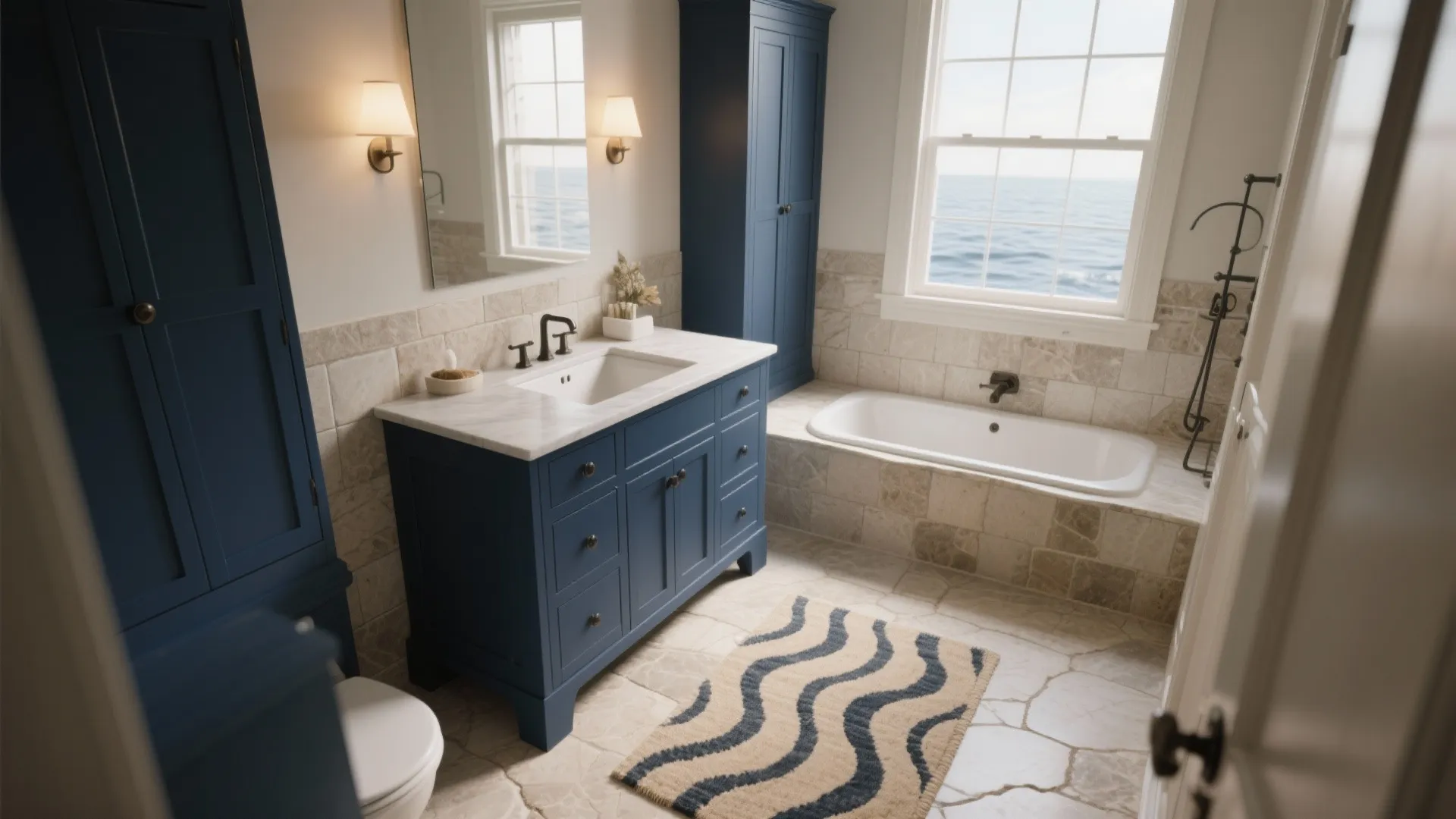 4. Nautical Blue and Natural Stone Mix