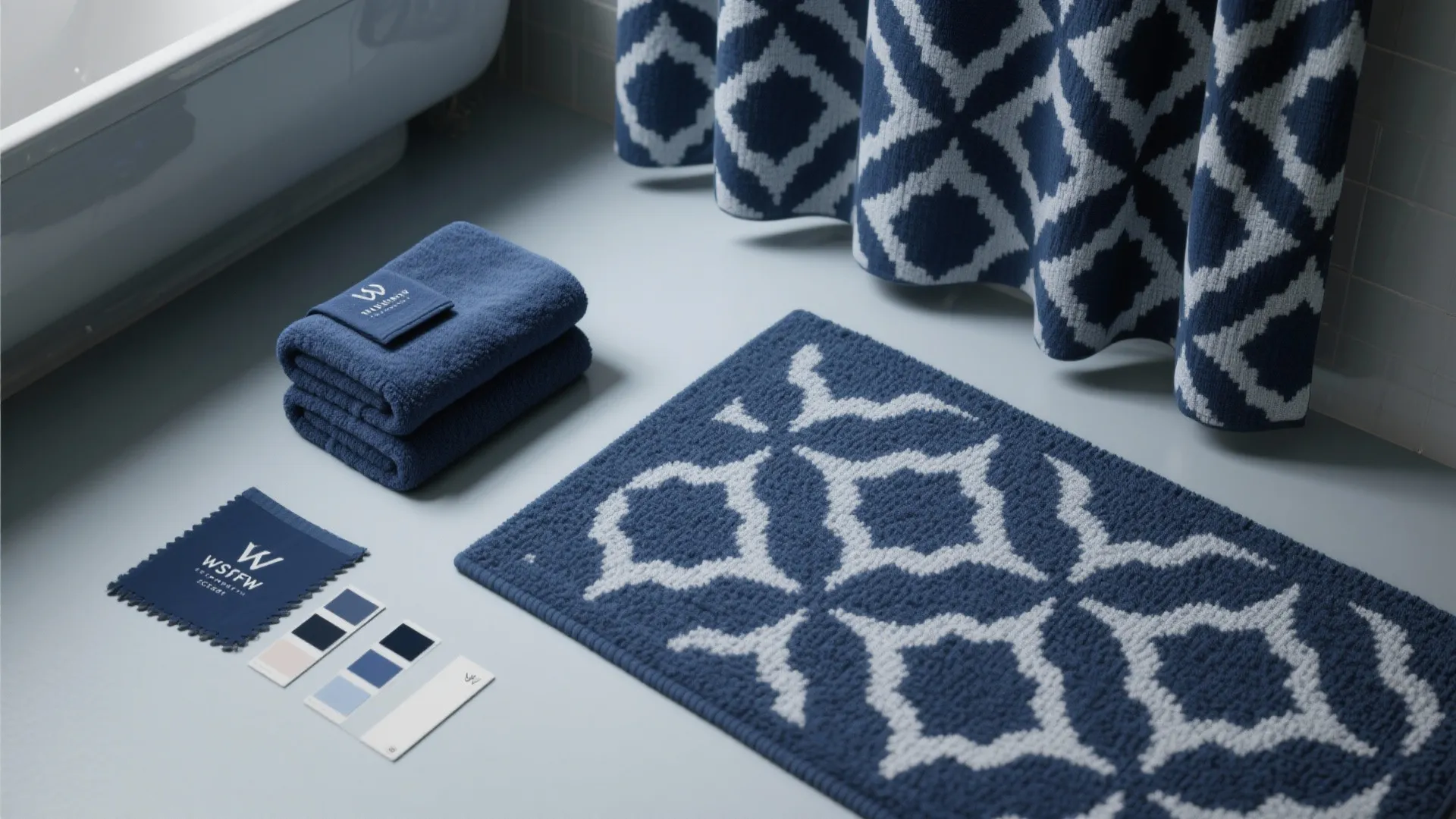 5. Navy and Patterned Textiles