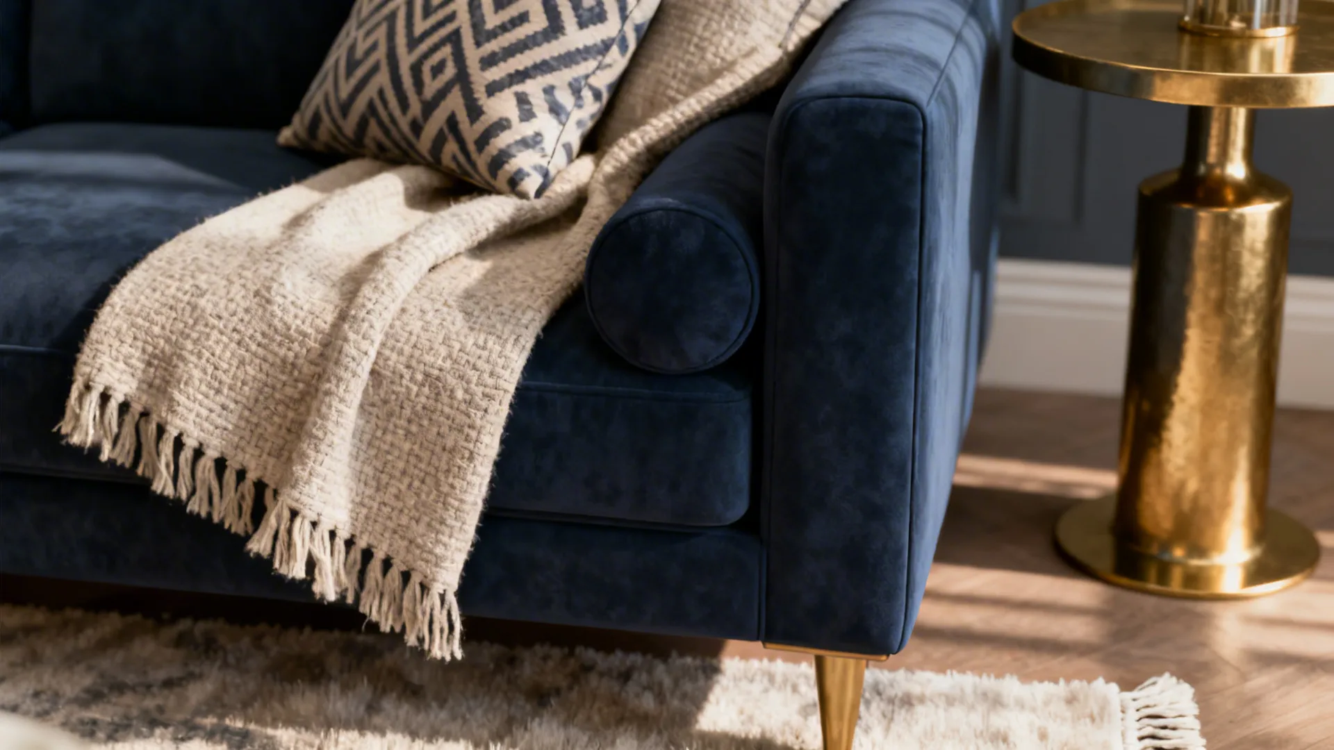 1. Layered Neutrals with a Pop of Navy