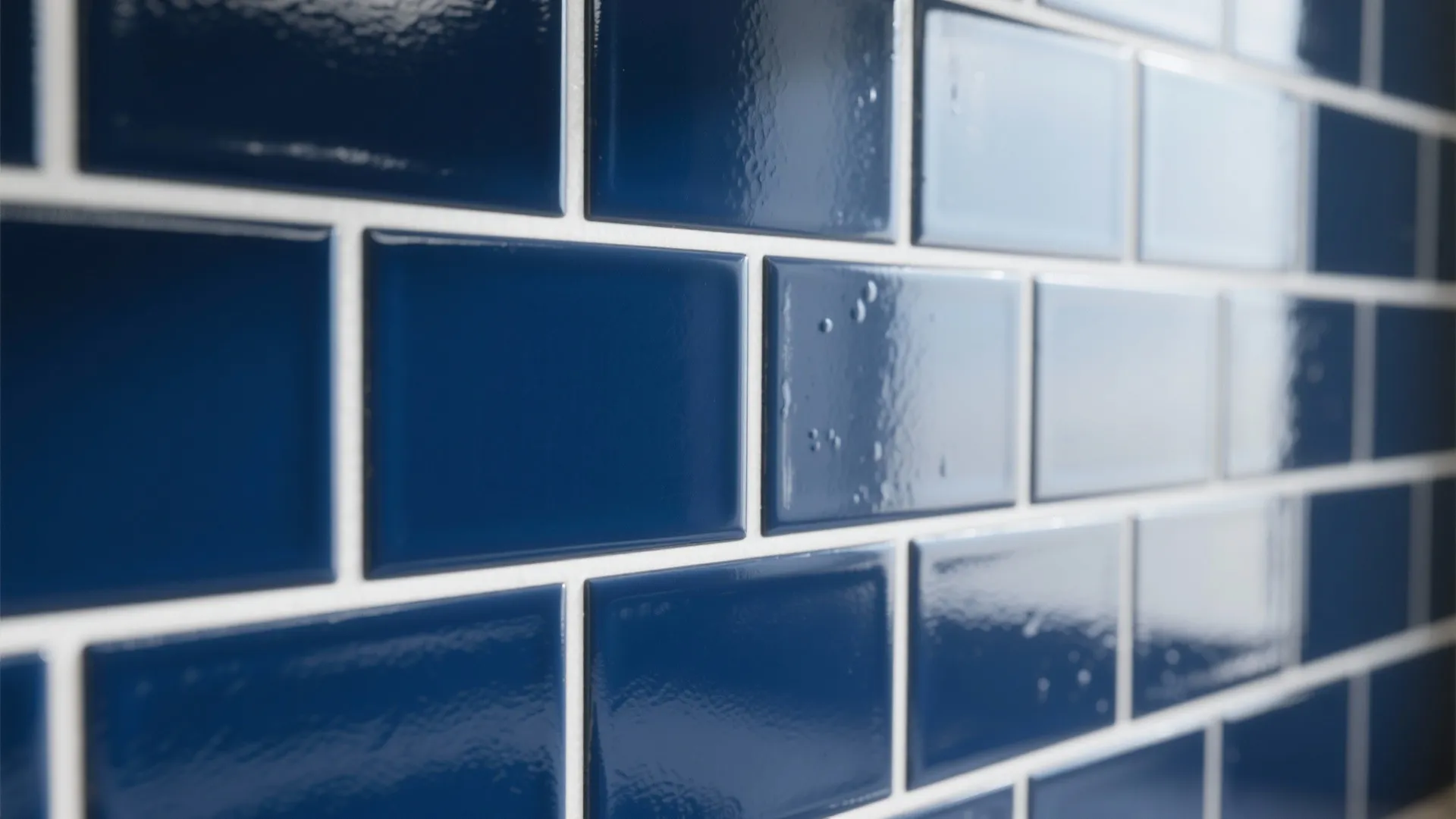 3. Navy Tile Backsplash with White Grout