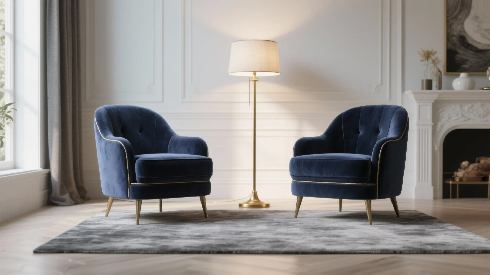 8. Navy Velvet Accent Chairs