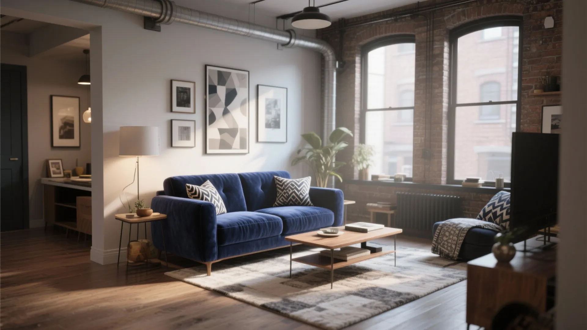 1. Navy Velvet Sofa as a Statement