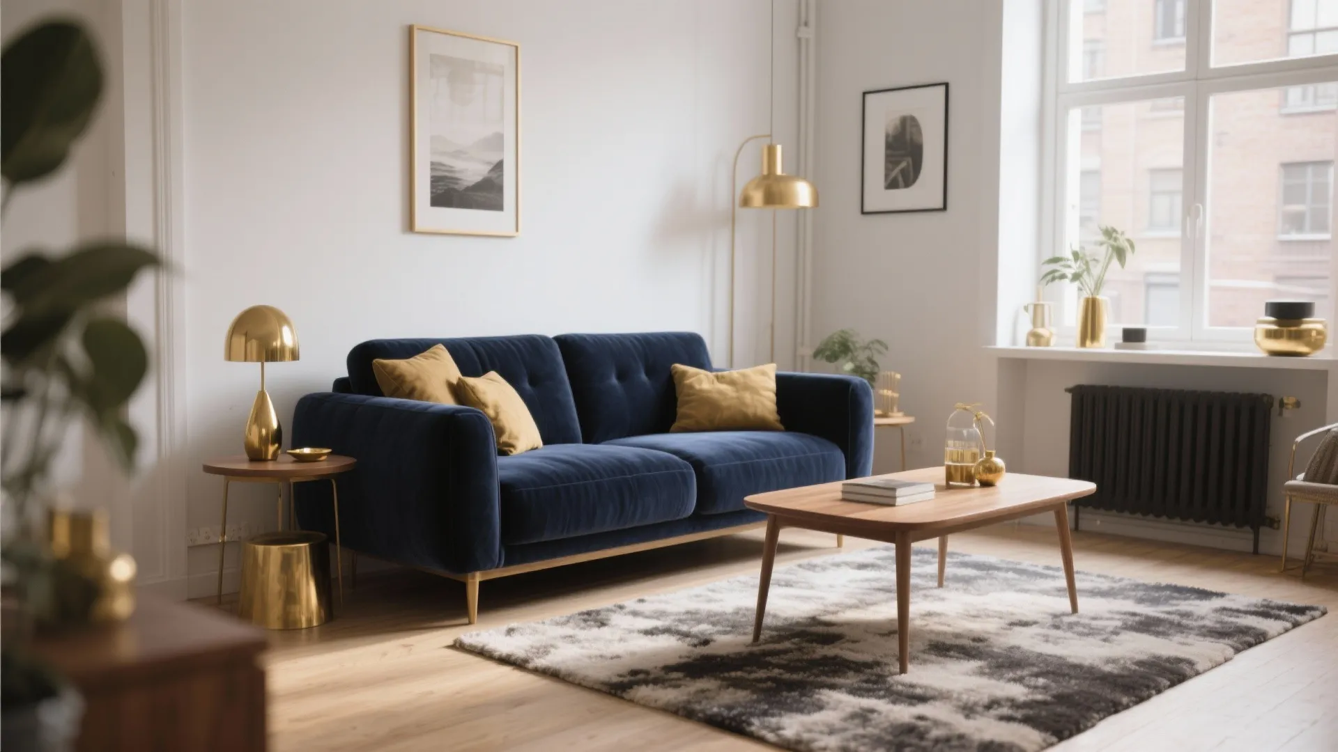 1. Navy Velvet Sofa Elegance