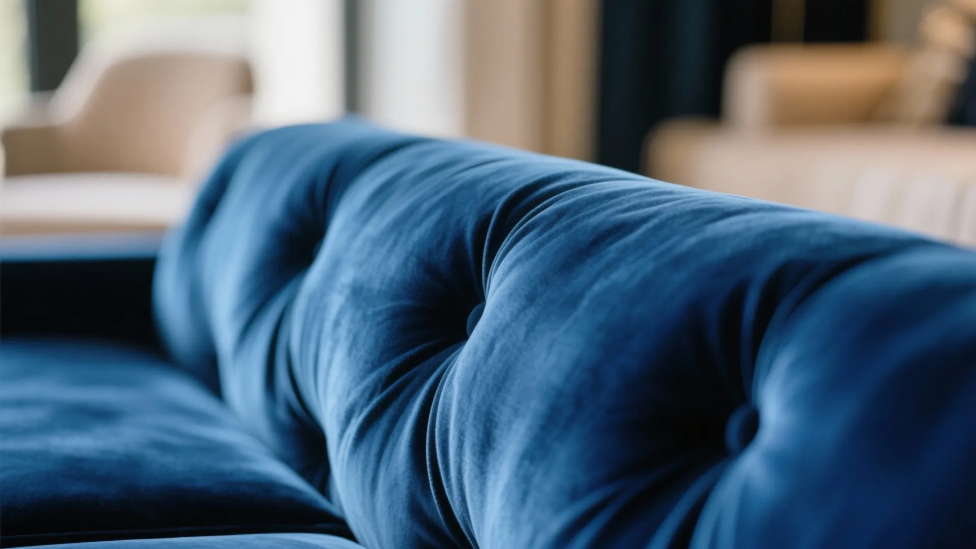 2. Navy Velvet Sofa for Luxe Texture