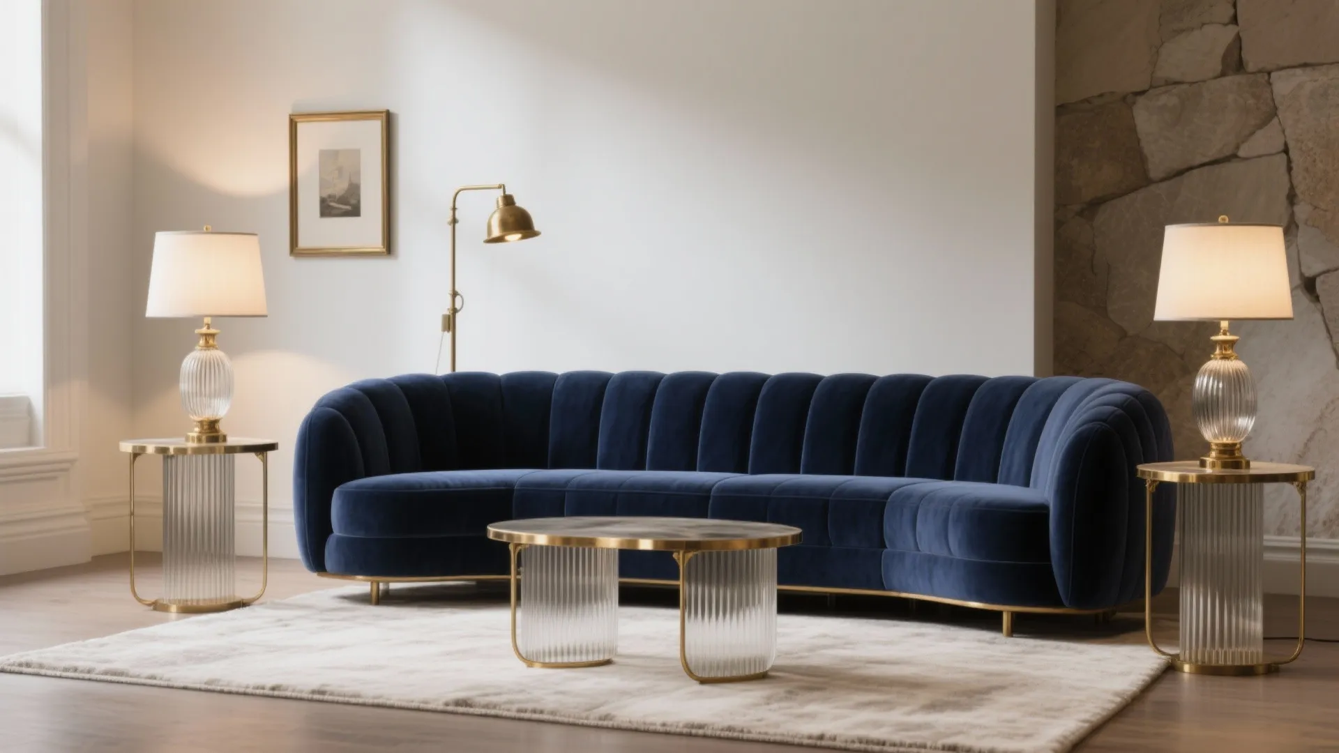 Navy Velvet + Brass Accents (Quiet Glam)