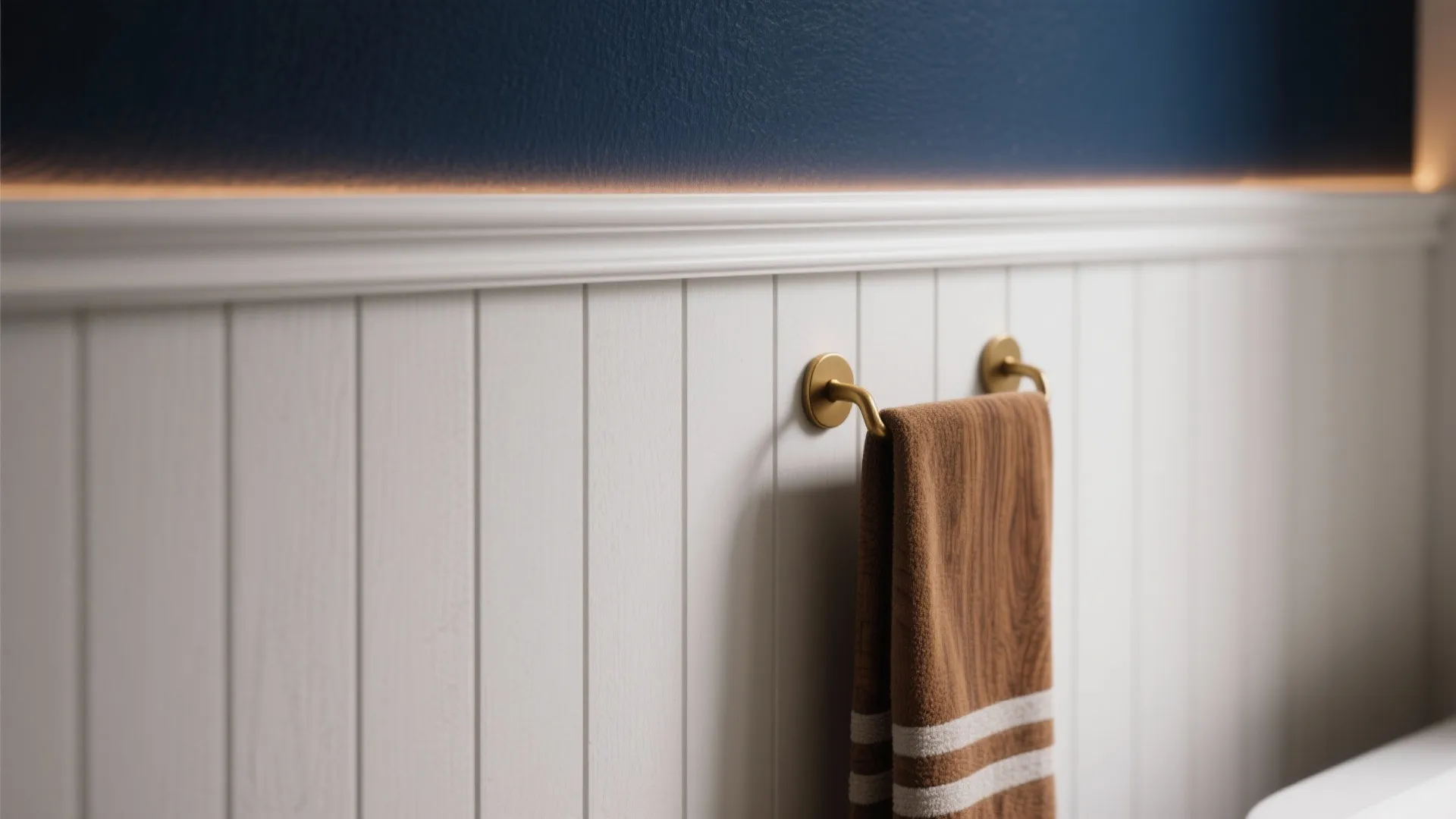 Deep navy accent for hotel drama