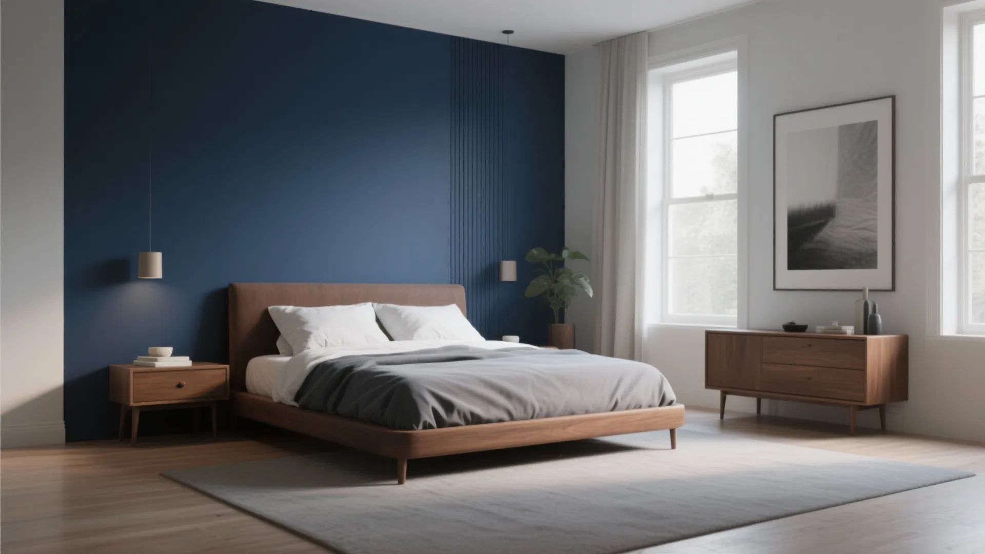 Idea 5: Statement Wall and Subtle Furniture