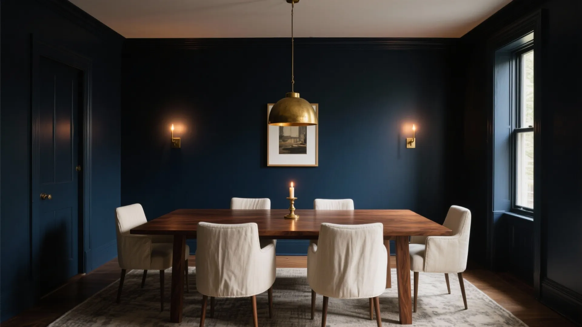 Deep Navy, Walnut, and Cream