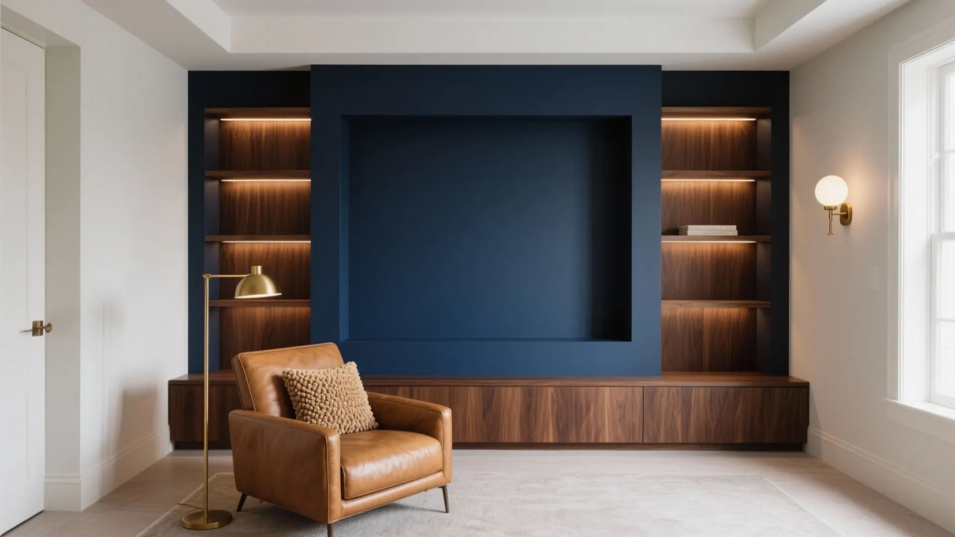 Moody Navy with Warm Wood Accents