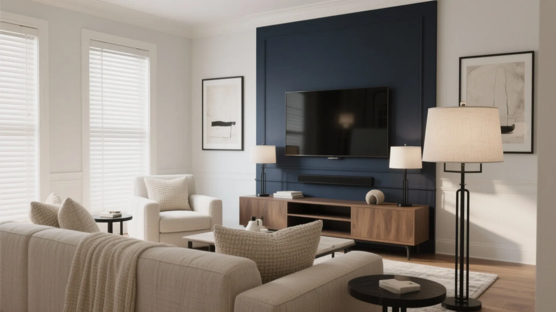 Navy + Warm White + Natural Linen (Timeless Contrast)