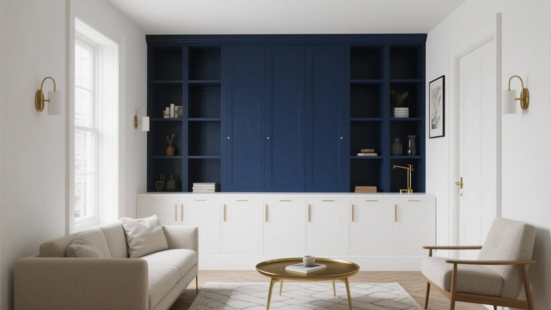 Idea 3: Navy + Crisp White (with a Touch of Brass)