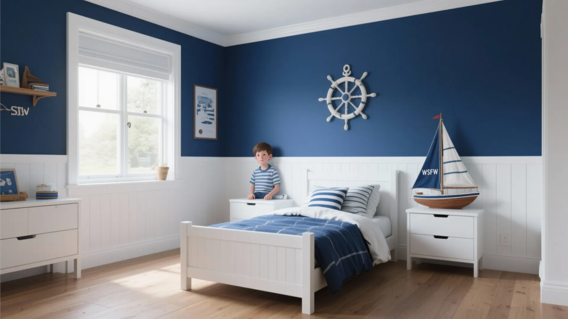 1. Navy Blue + White Contrast