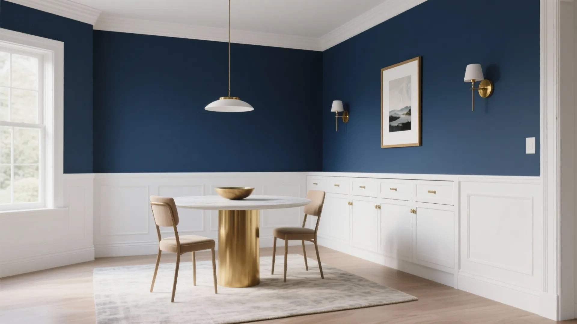 3) Navy + Crisp White + Brass (High Contrast, High Character)